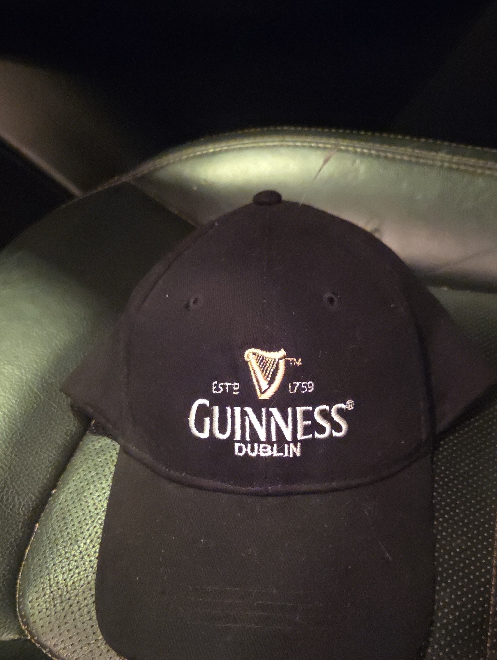 Guinness Official  Embroidered Harp Black Cap with Gold Accent